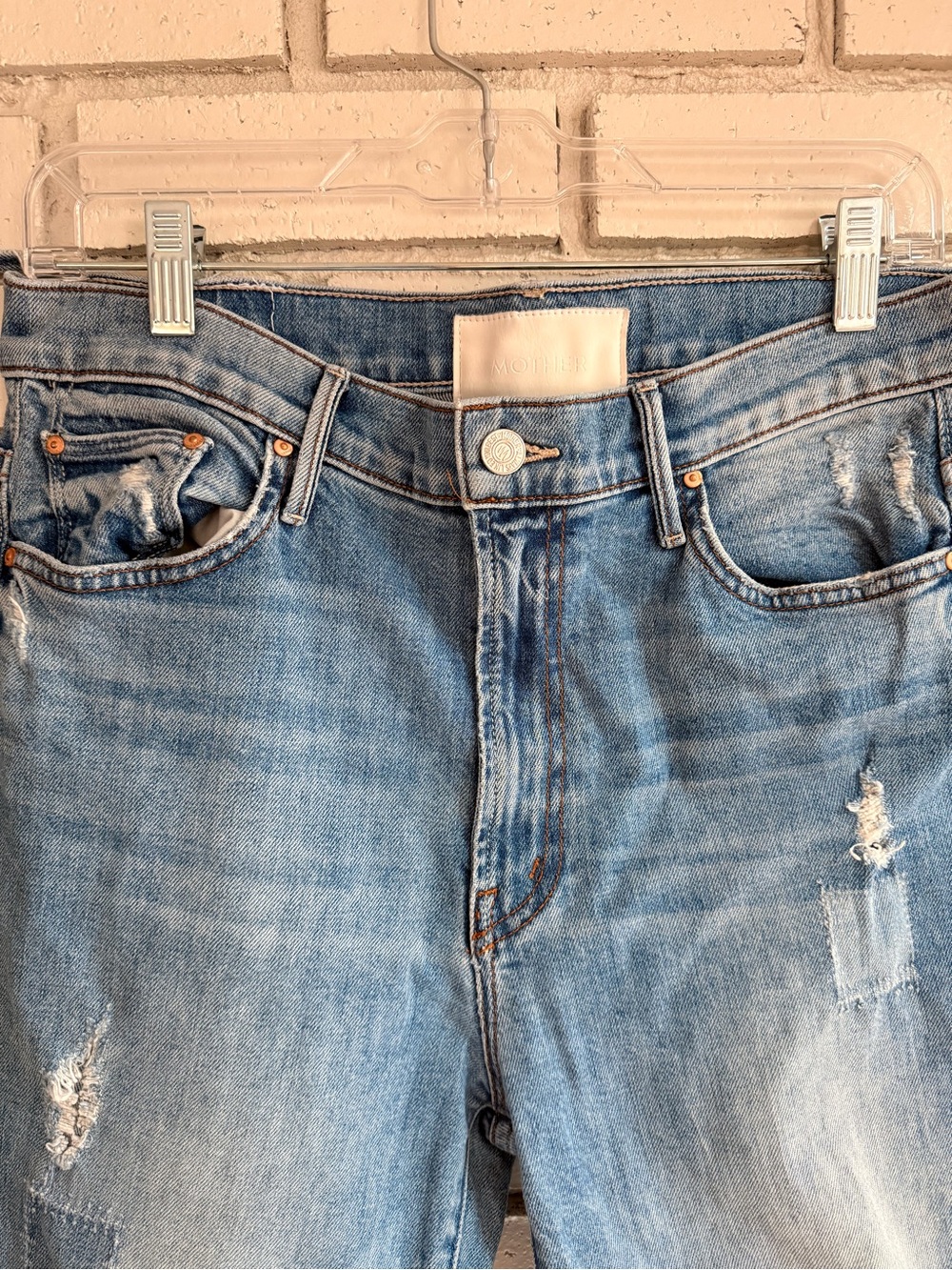 MOTHER The Inside Crop Step Fray Size 31 Modified Distressed Raw Hem Blue - Picture 3 of 12